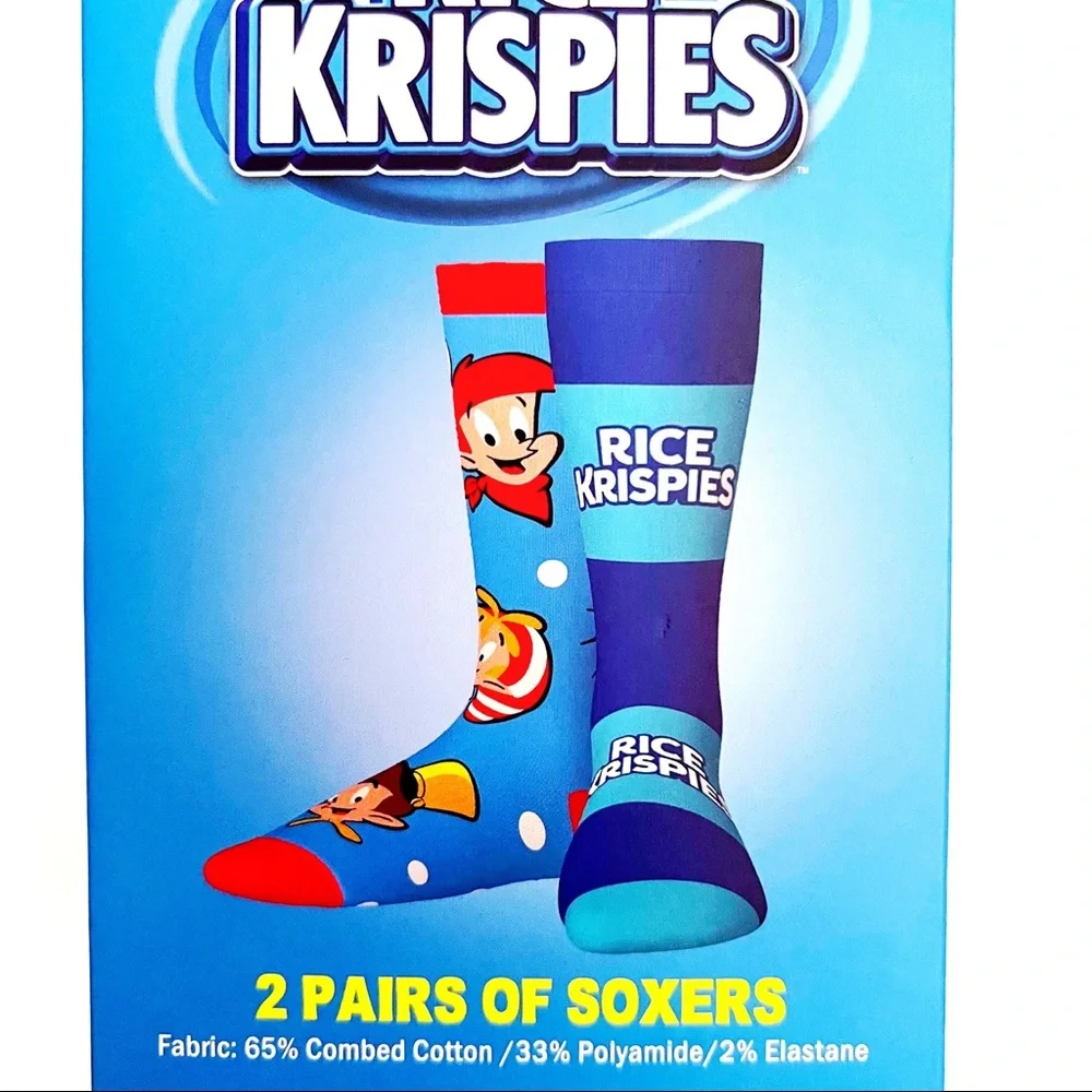 Rice Krispies Treat Cereal Crew Socks Mens Womens Swag Fun Novelty Gift Set